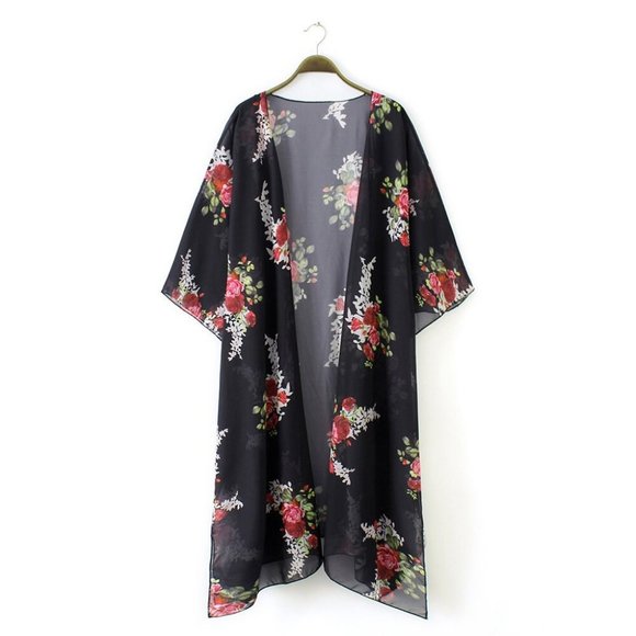 Women’s Print Sheer Flowy Summer Chiffon Loose Cas - Picture 8 of 10